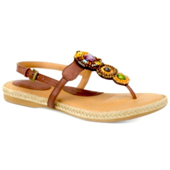 b.o.c by Born Alia Beaded Jeweled Western Boho Brown Buckle Sandals SZ 8 - Picture 1 of 15
